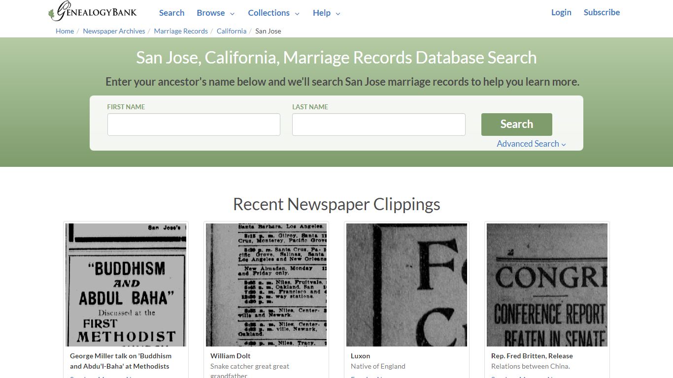 San Jose, California, Marriage Records Online Search - GenealogyBank