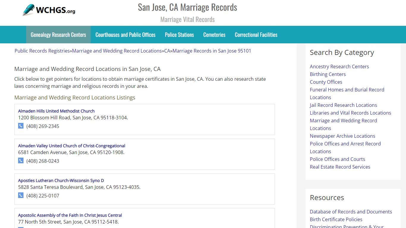 San Jose, CA Marriage Records - Marriage Vital Records